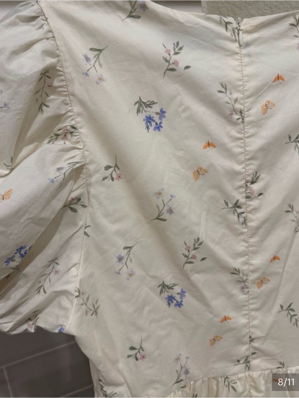 Nordstrom Cream Floral Puff-Sleeve Maxi Dress - Picture 5 of 5